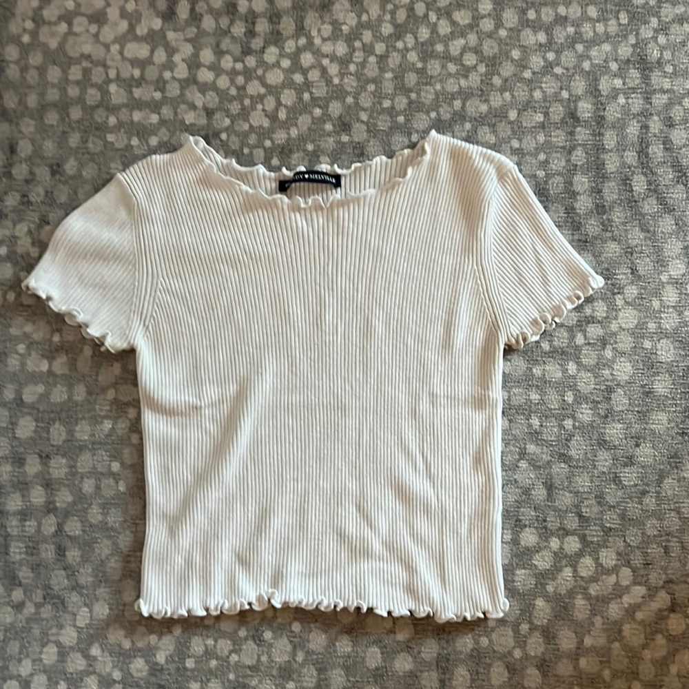 White ruffled brandy Melville top